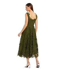 Mac Duggal Women's Sleeveless Embroidered Lace A Line Midi Dress
