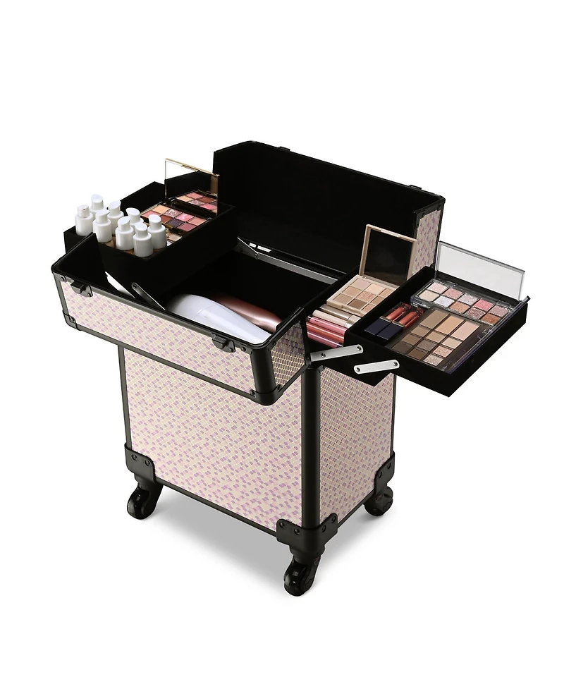 Byootique Cosmetology Case on Wheels Cosmetic Trolley Travel Art Deco Tyrian