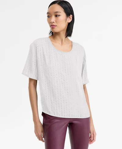 I.n.c. International Concepts Women's Embellished Short-Sleeve Top, Macy's Exclusive