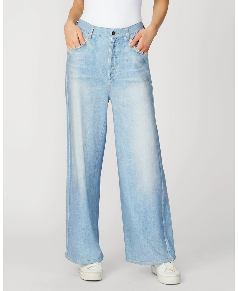 Cable & Gauge Women's Printed Denim Soft Wide Leg Pant