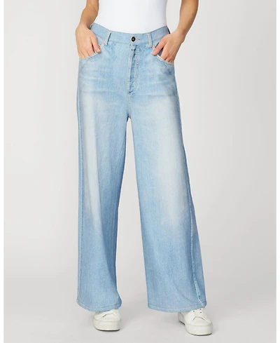 Cable & Gauge Women's Printed Denim Soft Wide Leg Pant