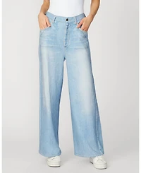 Cable & Gauge Women's Printed Denim Soft Wide Leg Pant