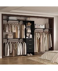 120'' Heavy Duty Closet Organizer System with 3 Wooden Drawers, 10FT Walk-in Shelving Towers