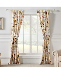 Greenland Home fashions Somerset Curtain Panels (Set of 2) with Tiebacks 84in x 42in Gold