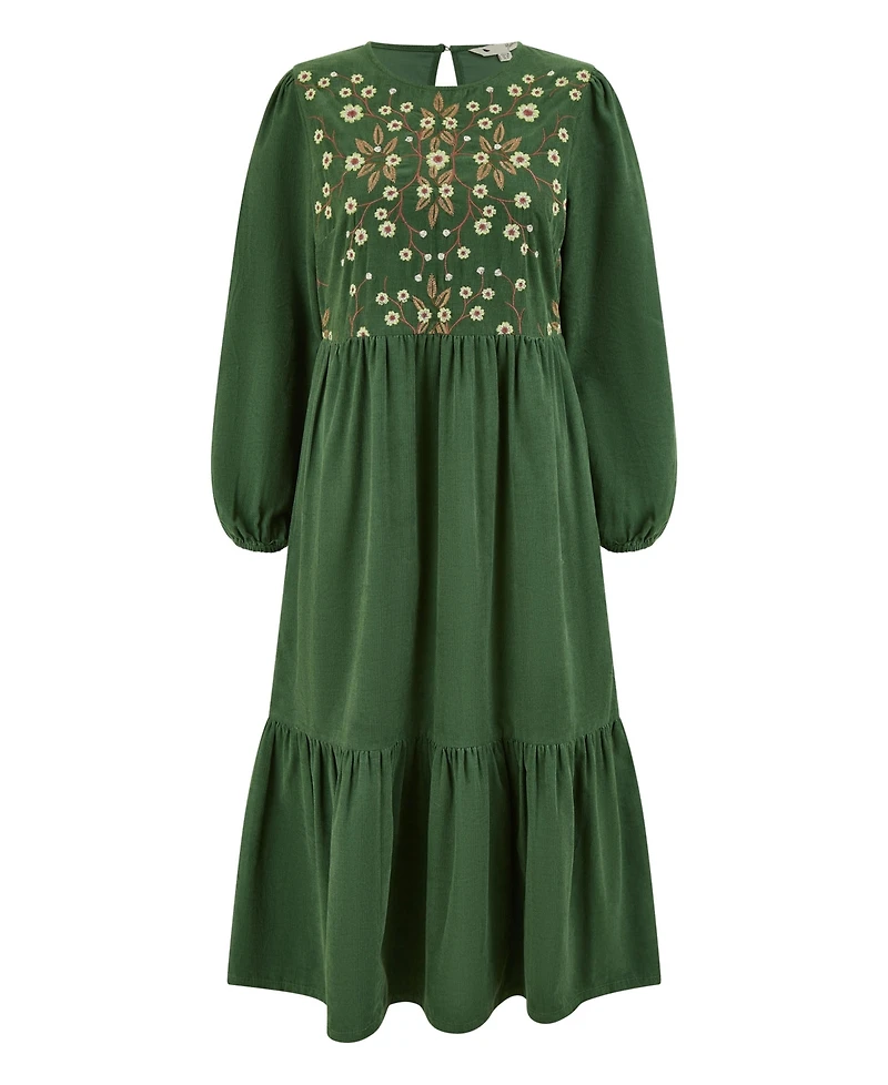 Yumi Women's Long Sleeve Embroidered Midi Dress