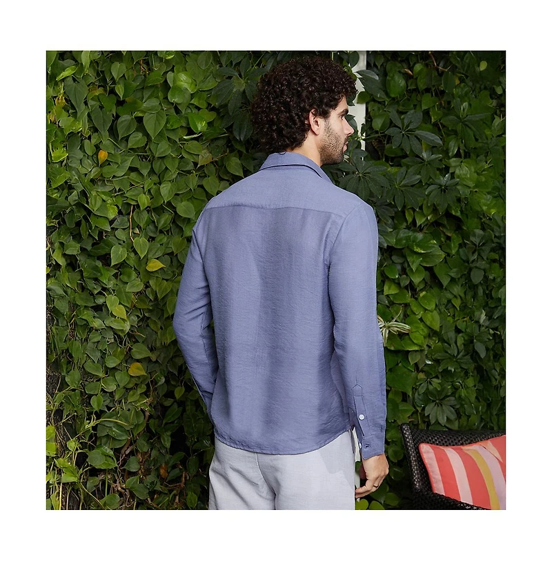 Campus Sutra Men's Cornflower Blue Breezy Wrinked Relaxed Shirt