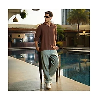 Campus Sutra Men's Chocolate Brown Breezy Wrinked Shirt