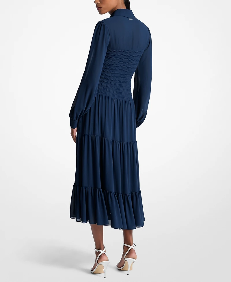 Michael Kors Women's Smocked Button-Down Shirt Dress