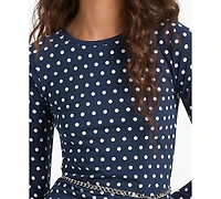 Michael Kors Women's Dotted Long-Sleeve Mini Dress