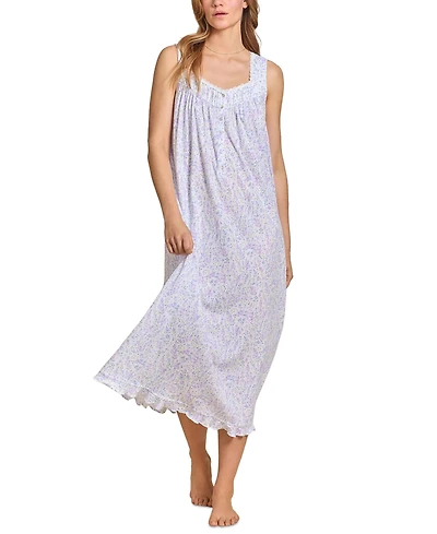 Eileen West Women's Printed Sleeveless Pointelle Ballet Nightgown