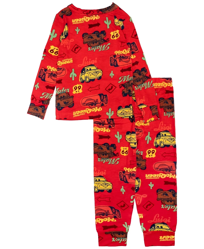 Cars Boys Toddler 2T-4T 2-Piece Printed Tight Fit Top and Jogger Pajama Set