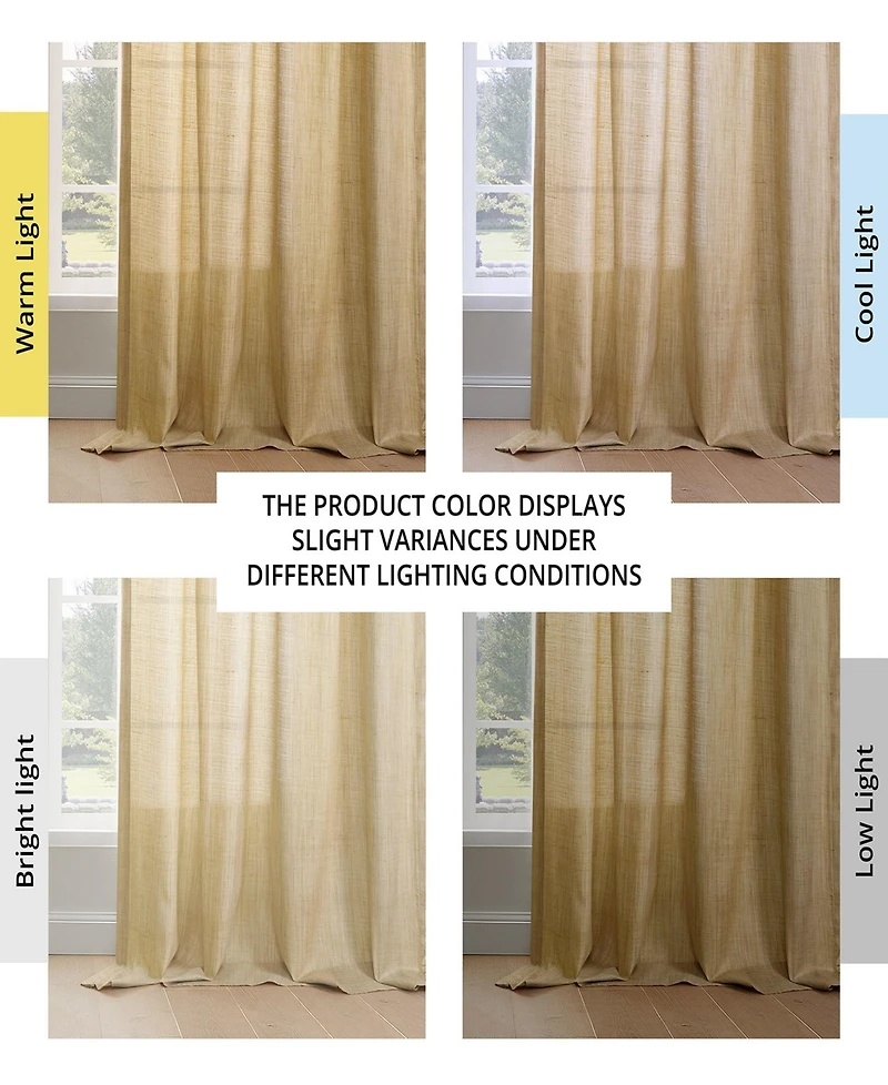 Rustic Weave Linen Curtains (2 Panels) Sheer Window Panel Set, Rod Pocket Curtains