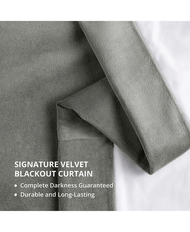 Half Price Drapes Silver Grey Grommet Signature Velvet Blackout Curtain