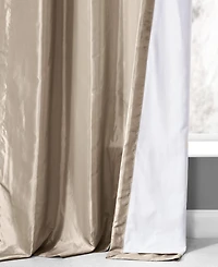 Half Price Drapes Antique Beige Ruched Solid Faux Silk Taffeta Room Darkening Curtain