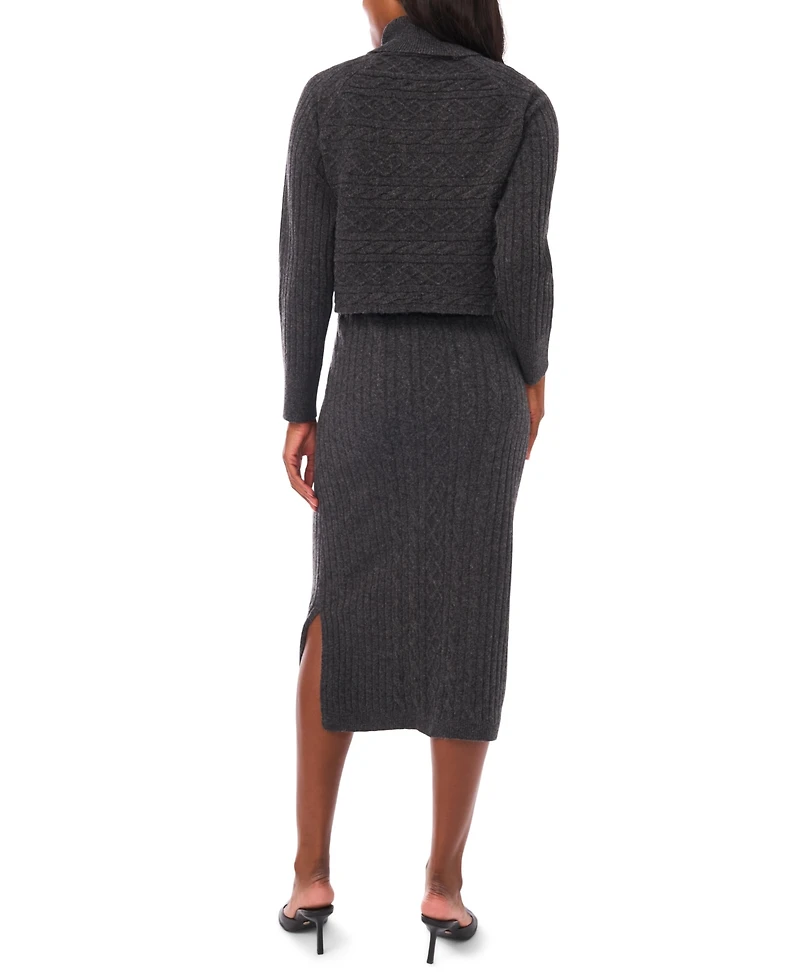 1.state Women's 2-Piece Turtle Neck Sweater and Midi Dress Set
