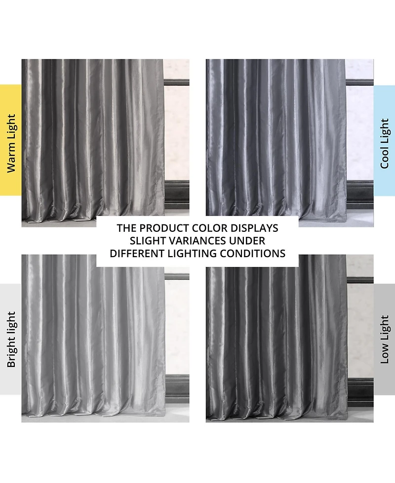 Half Price Drapes Platinum Faux Silk Taffeta Blackout Curtain