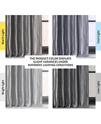 Half Price Drapes Platinum Faux Silk Taffeta Blackout Curtain