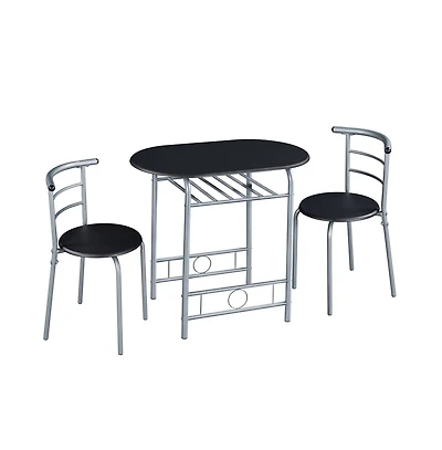Modern Metal Dining Set for 2 with 1 Table & Chairs Drift Brown