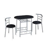 Modern Metal Dining Set for 2 with 1 Table & Chairs Drift Brown