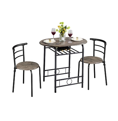 Yaheetech, 3-Piece Set, Metal Frame, Compact Dining Table with 2 Chairs