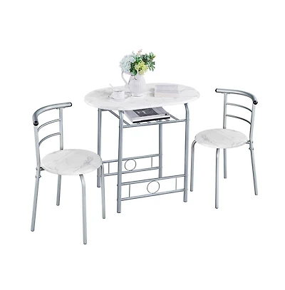 Yaheetech, 3-Piece Set, Metal Frame, Compact Dining Table with 2 Chairs