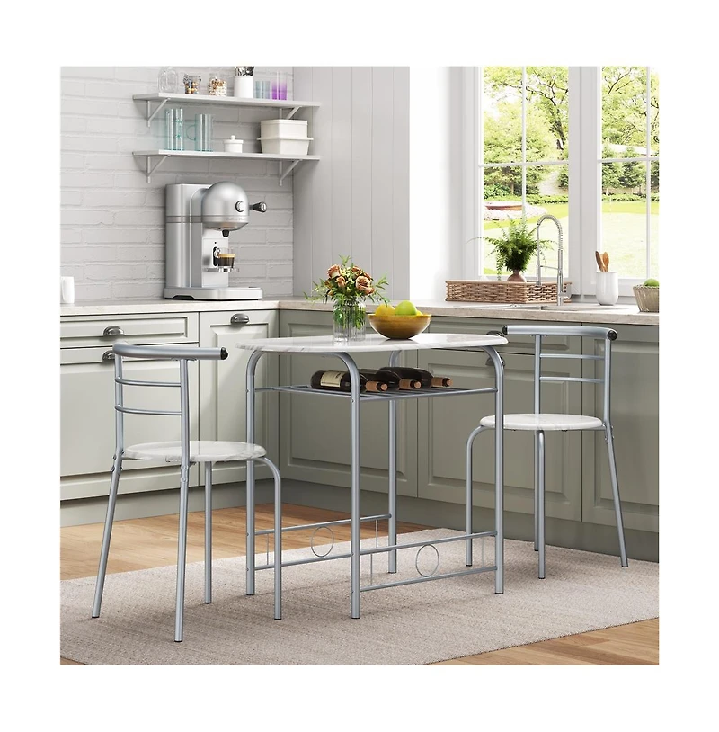 Yaheetech, 3-Piece Set, Metal Frame, Compact Dining Table with 2 Chairs