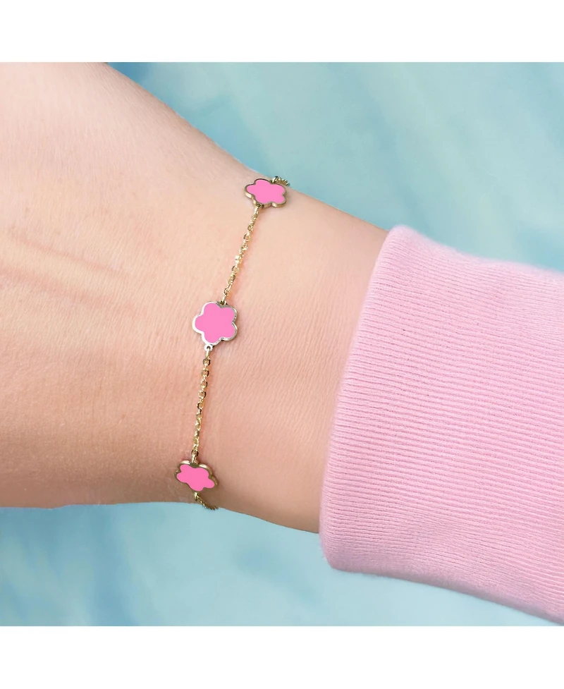 The Lovery Bubblegum Pink Flower Bracelet 14K Gold