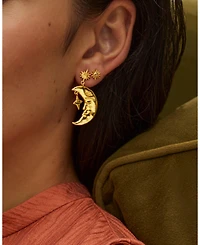 Ottoman Hands Moonstone Star Stud Earrings