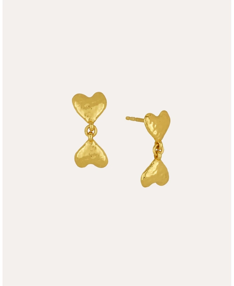 Ottoman Hands Double Heart Drop Studs
