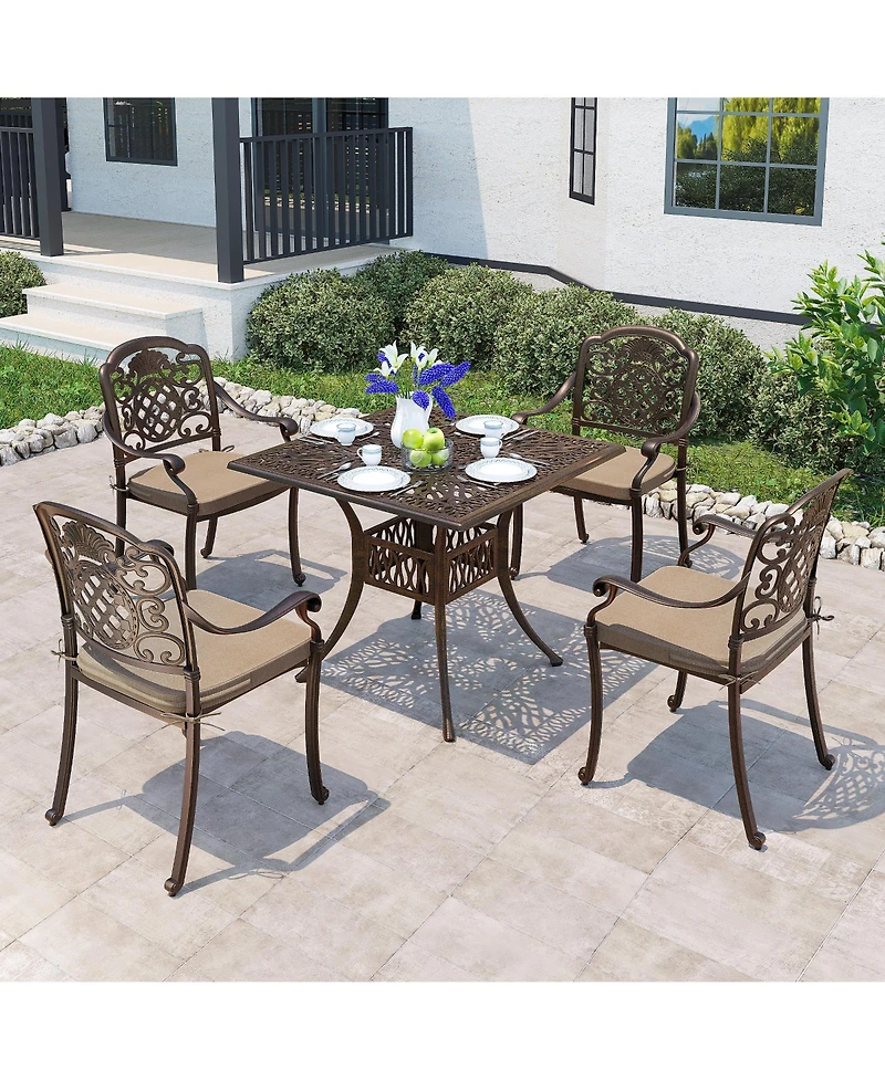Stackable Aluminum Outdoor Dining Armchairs Set of 2