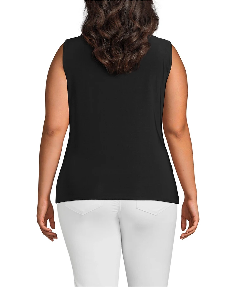 Lands' End Women's Plus Sleeveless Silky Knit Drape Front Top