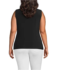 Lands' End Women's Plus Sleeveless Silky Knit Drape Front Top