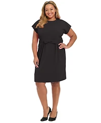 London Times Plus Size Sheath Crewneck Dress