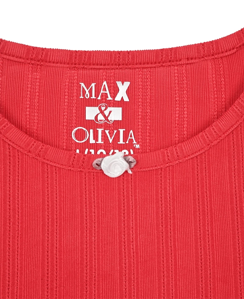 Max & Olivia Little and Big Girls 3-Piece Pointelle Plaid Print Pajama Set