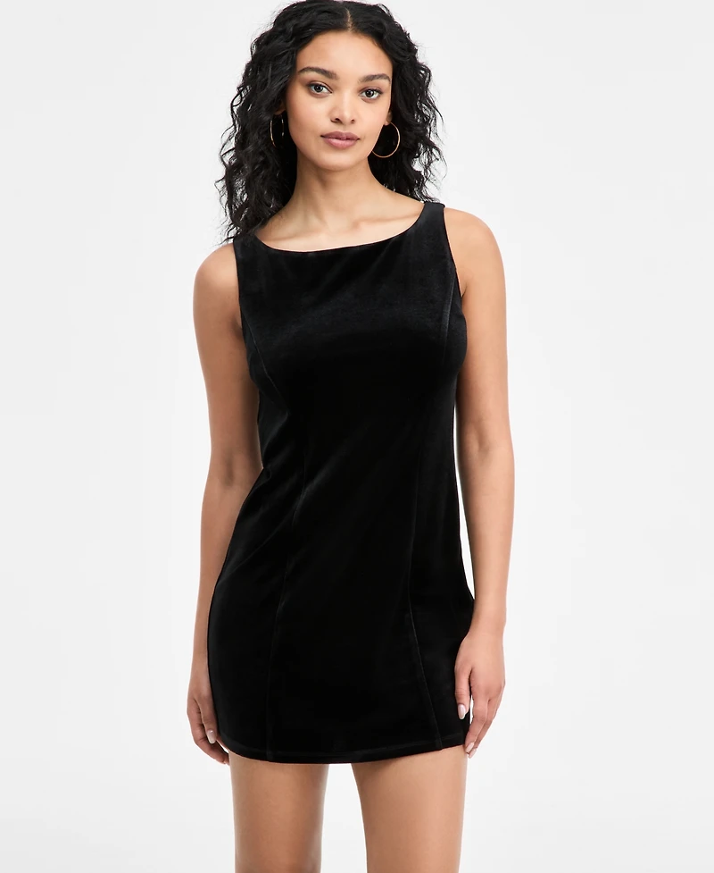 Bar Iii Women's Boat-Neck Velvet Mini Dress, Macy's Exclusive