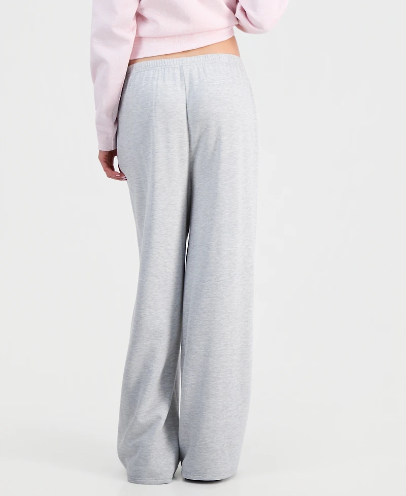 Pink Rose Juniors' Wide-Leg Fleece Sweat Pants