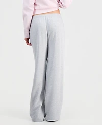 Pink Rose Juniors' Wide-Leg Fleece Sweat Pants