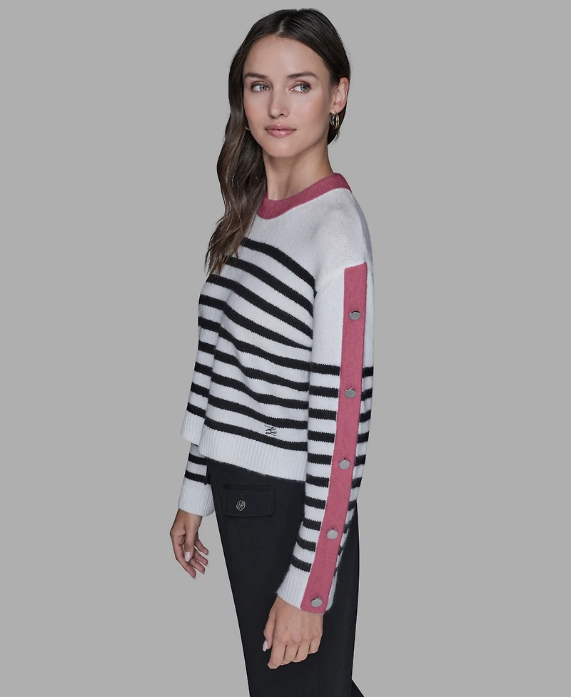 Karl Lagerfeld Paris Women's Contrast Trim Pull-On Sweater