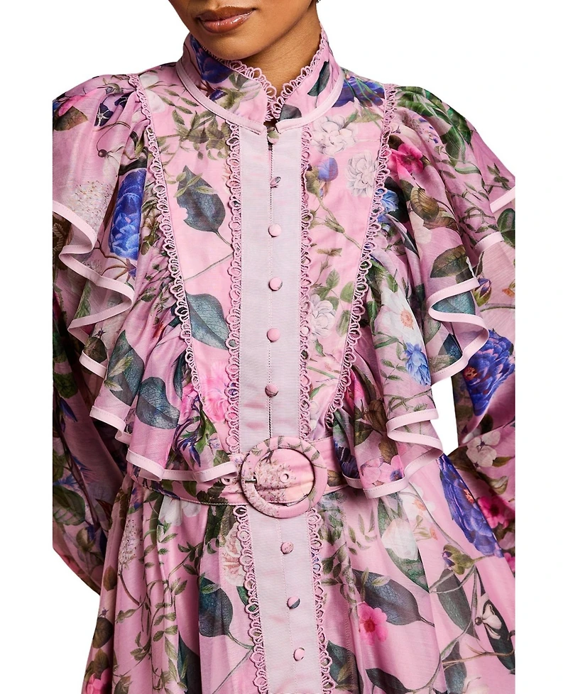 Coast Women's Organza Trim Printed Midi Dress