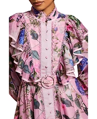 Coast Women's Organza Trim Printed Midi Dress