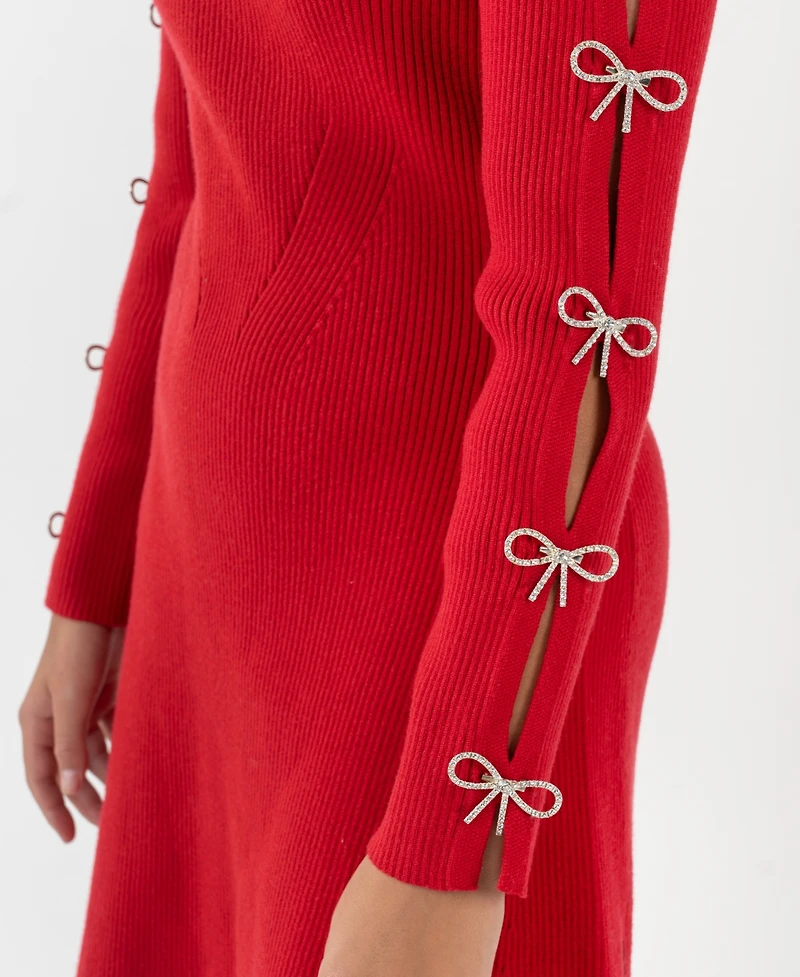 Rare Editions Girls 7-16 Bow Detail Long Sleeve Dress