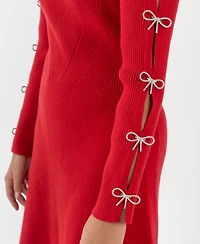 Rare Editions Girls 7-16 Bow Detail Long Sleeve Dress