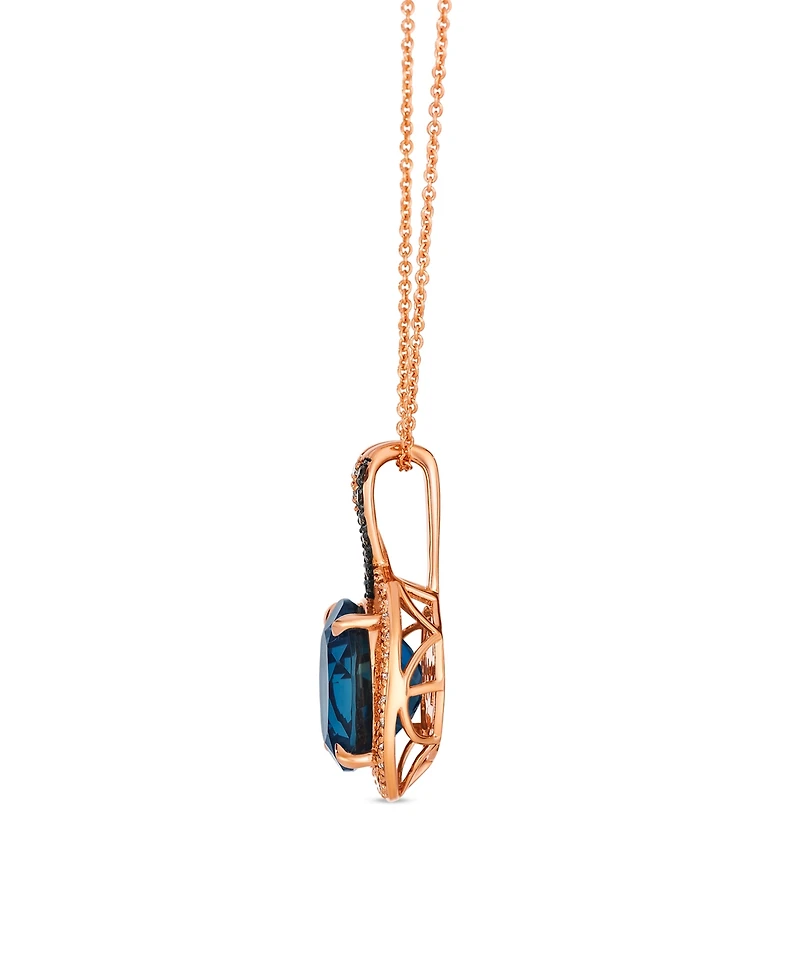 Le Vian London blue topaz (0.4 ct. t.w.), Chocolate Diamond (0.11 ct. t.w.), and Nude Diamond (0.14 ct. t.w.) Necklace in 14K Strawberry Gold