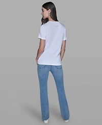 Karl Lagerfeld Paris Women's Mixed Motif Printed T-Shirt