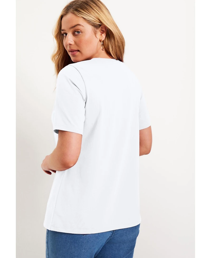 June + Vie Women's Plus Short-Sleeve Crewneck One Only Tee
