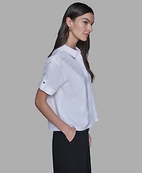 Karl Lagerfeld Paris Women's Tonal Embroidered Top