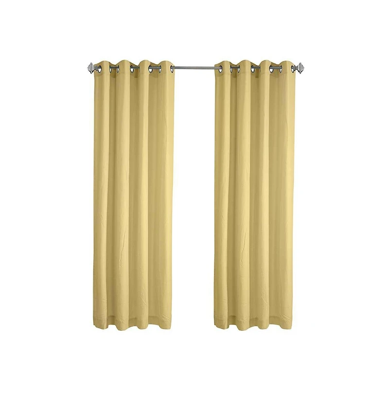 Habitat Harmony Light Filtering Crinkled Texture on Supple Drapeable Flowing Fabric Grommet Curtain Panel 52" x 84" Yellow