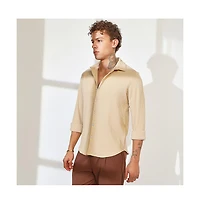 Campus Sutra Men's Butter Yellow Stripe-Creased Shirt