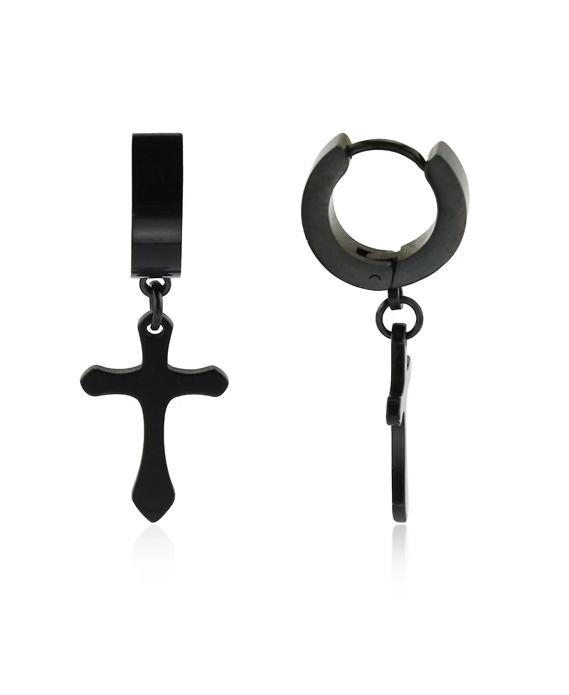 Black Stainless Steel Cross Earring