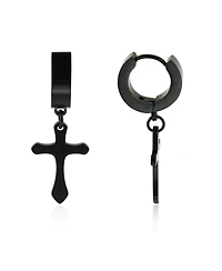 Black Stainless Steel Cross Earring
